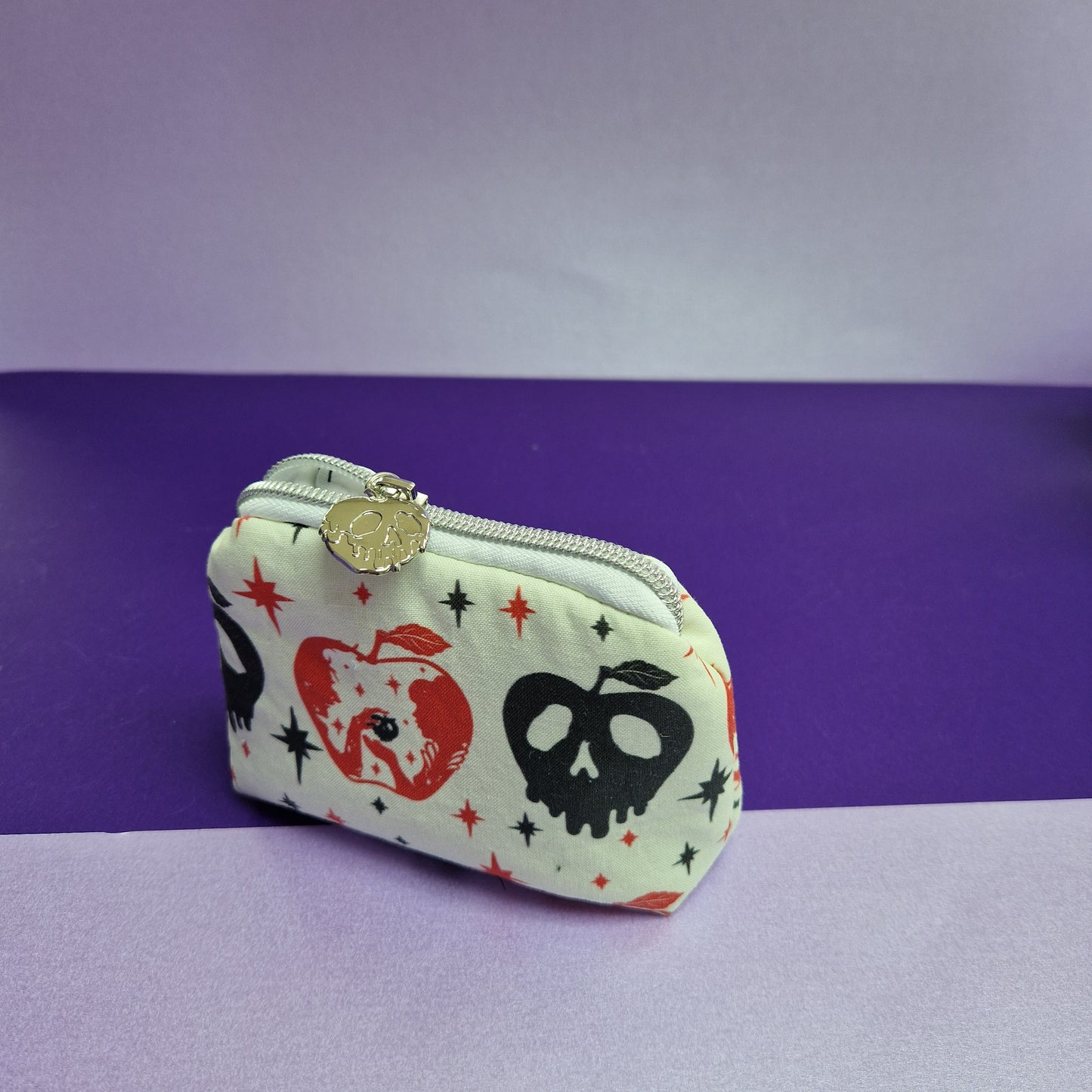 Poison apple lined mini triangle shaped pouch cosmetic bag with zipper