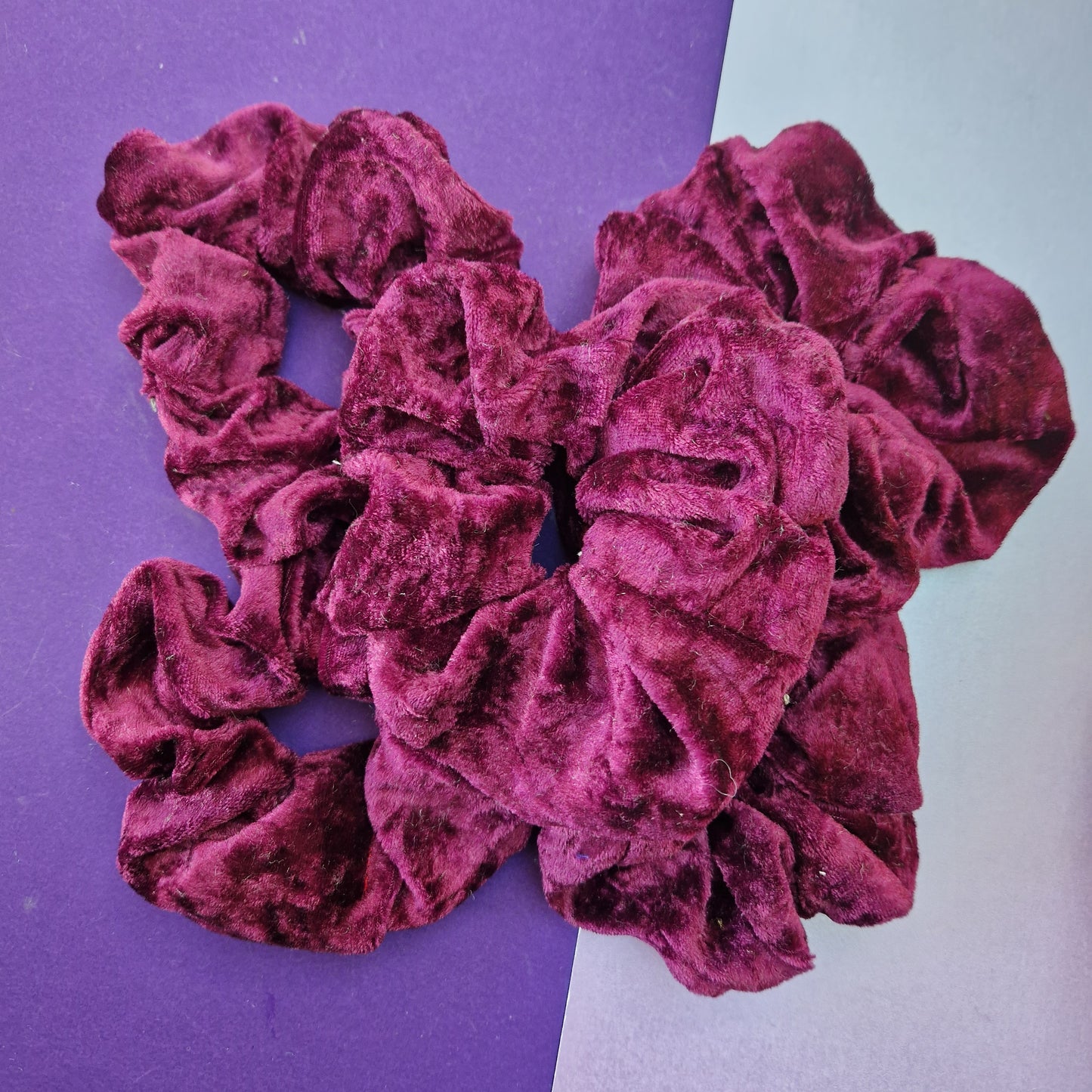 Purple burgundy velvet hair scrunchie