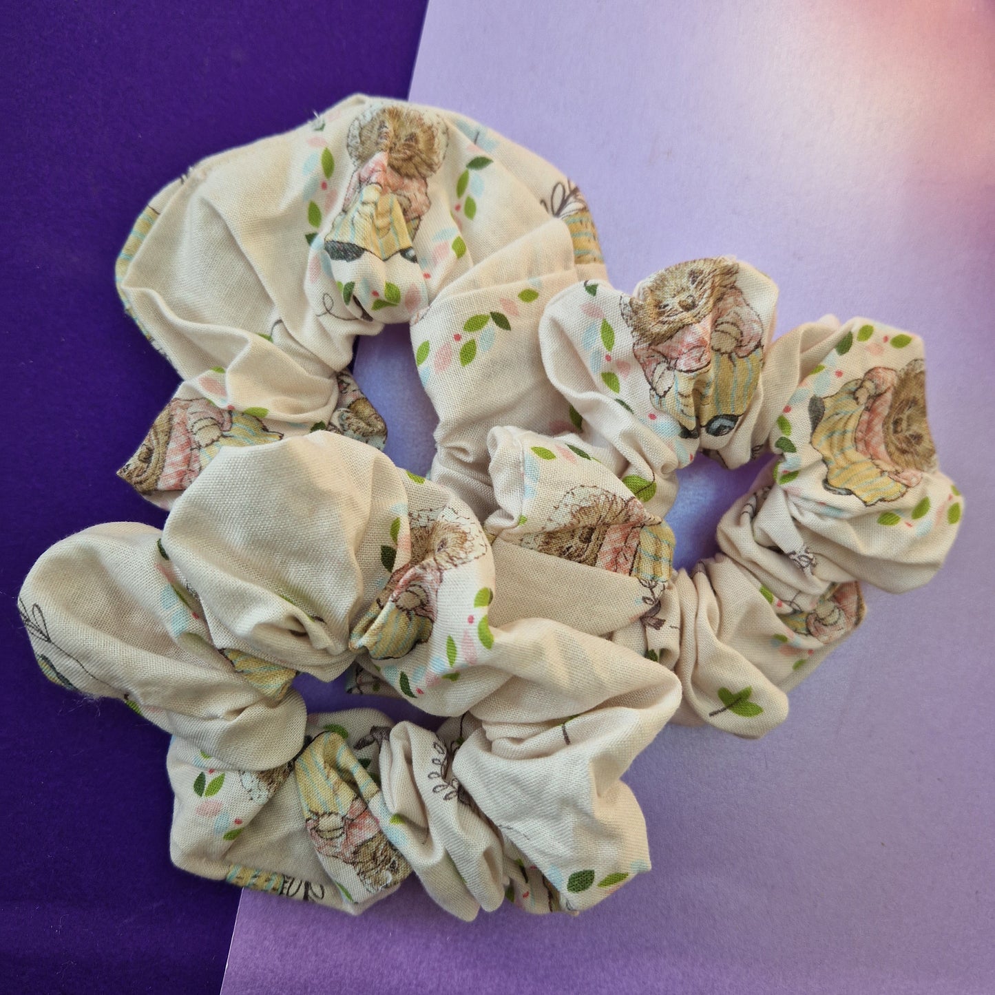 Hedgehog cotton hair scrunchie