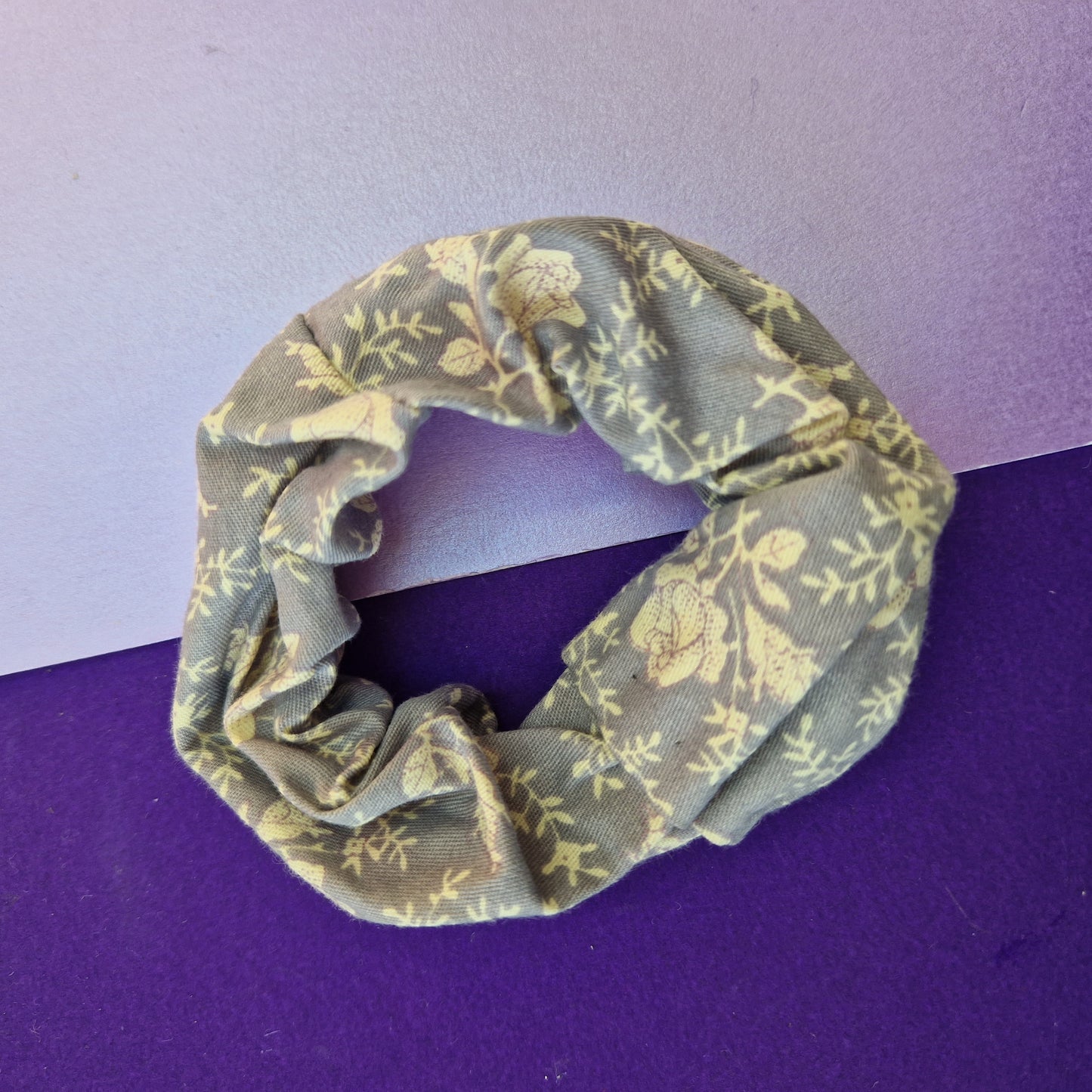 Grey rose cotton hair scrunchie