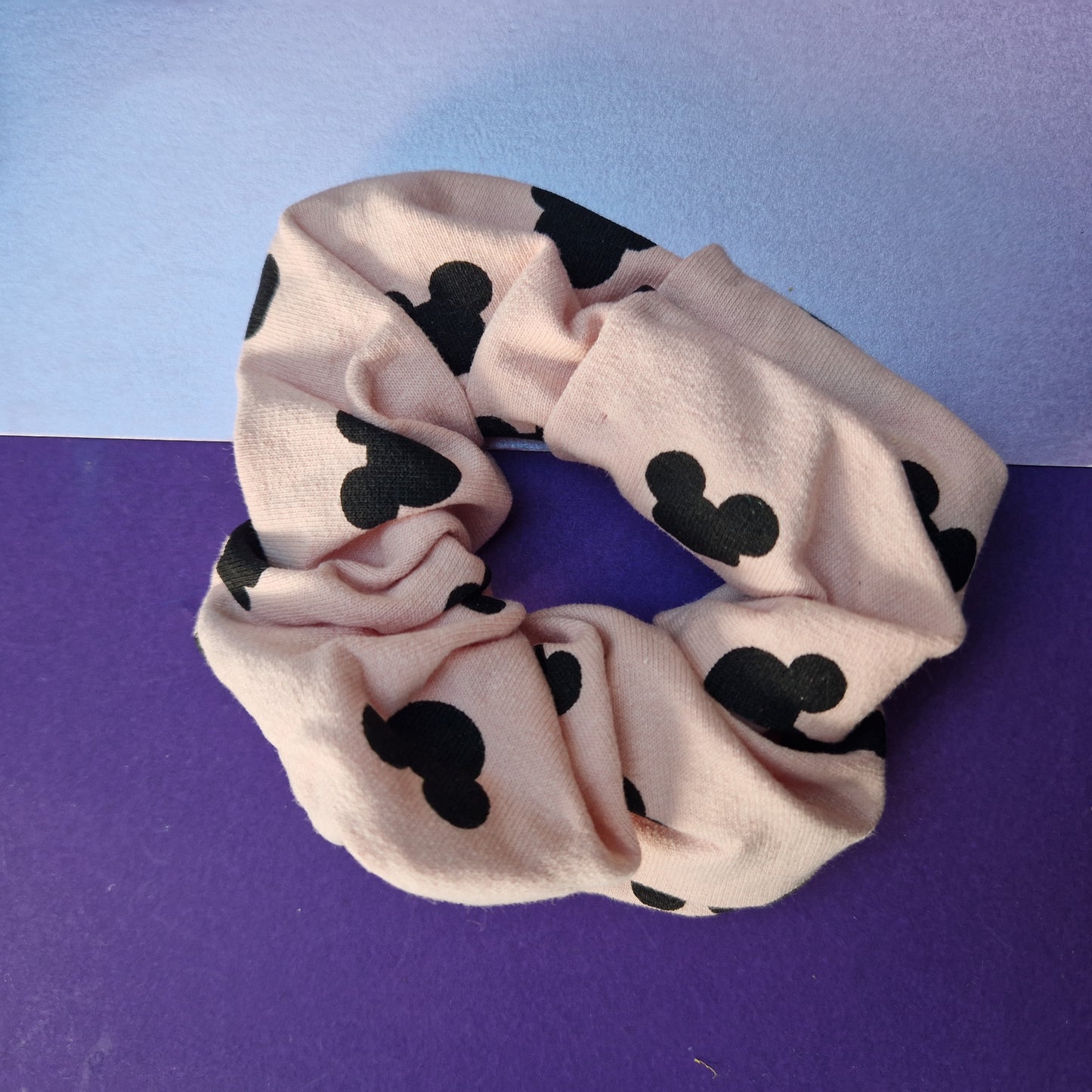 Pink mouse cotton hair scrunchie