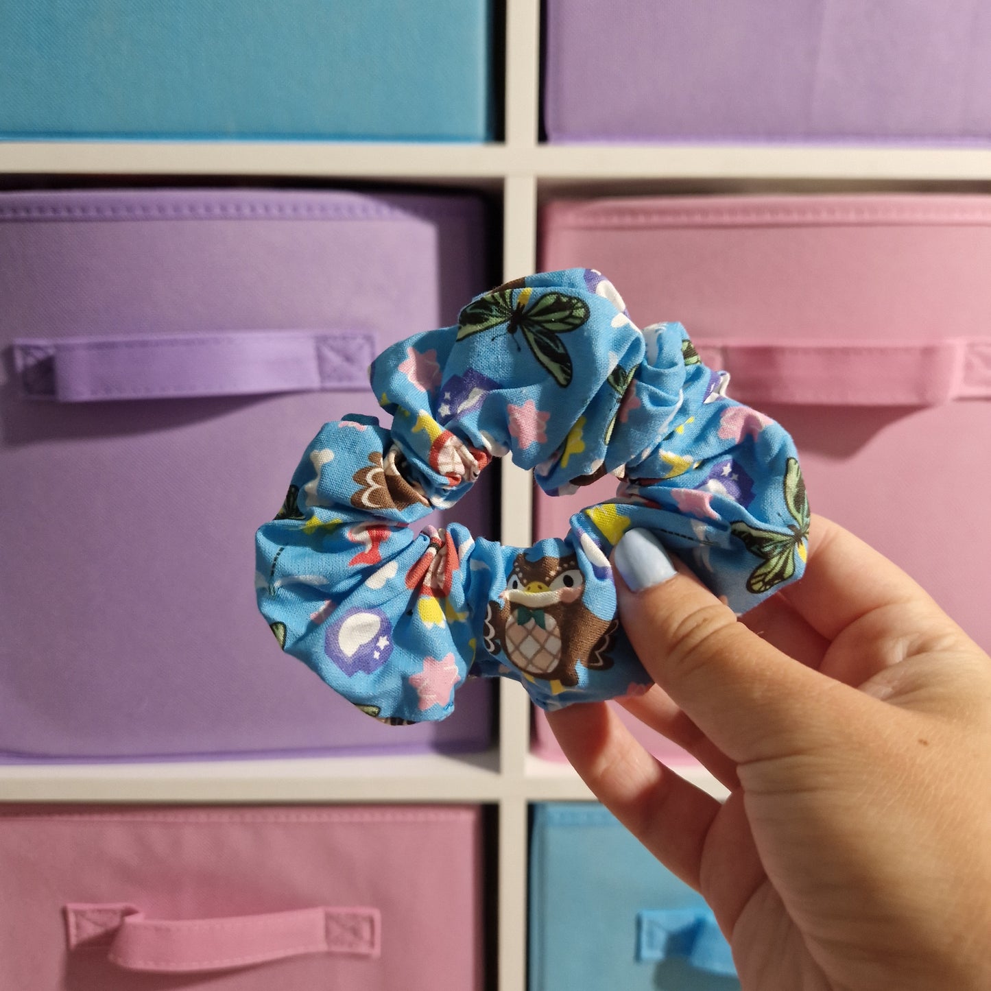 Animal island museum owl themed cotton hair scrunchie