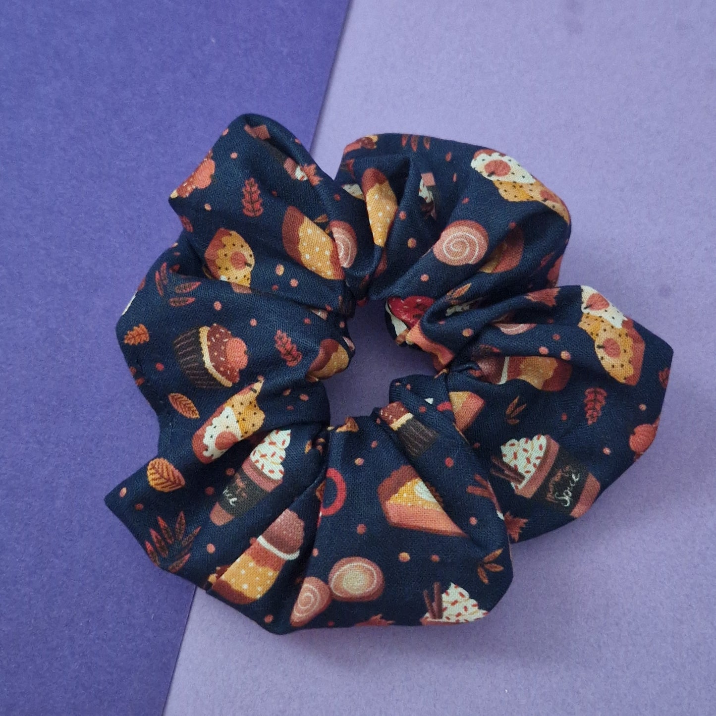Spooky Halloween snack themed cotton hair scrunchie