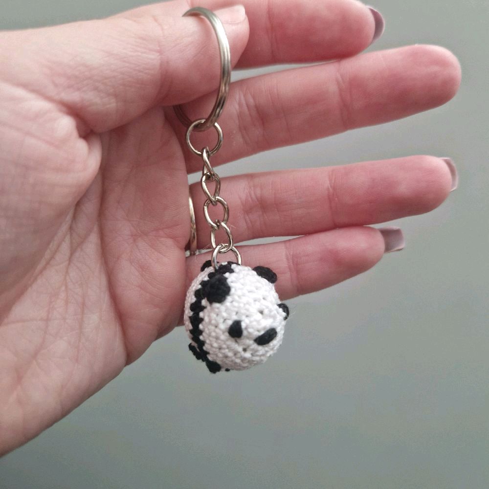 Panda lace yarn micro crochet keyring