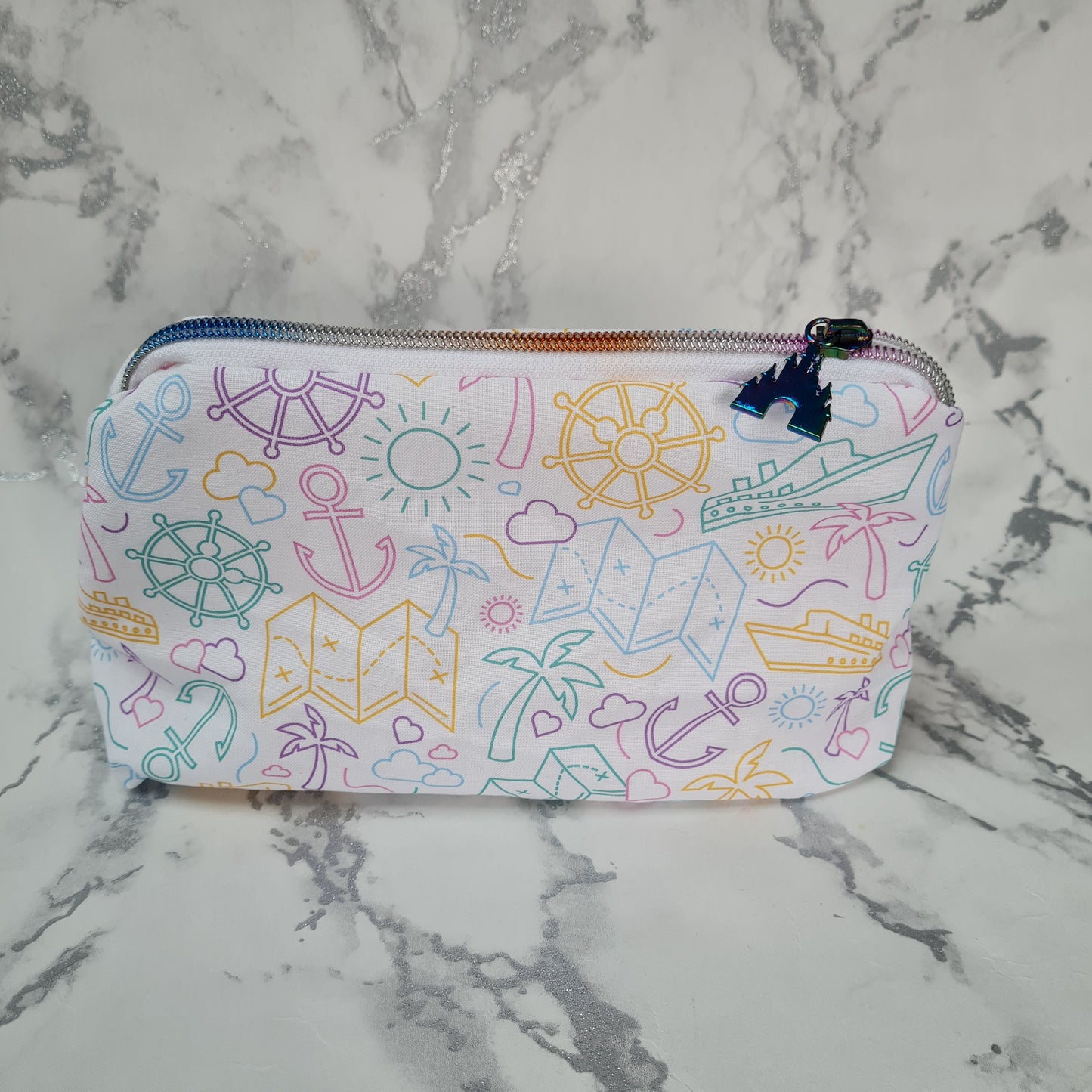 Rainbow Cruise Mouse lined triangle cosmetic bag with zipper - Oh Boy Mouse