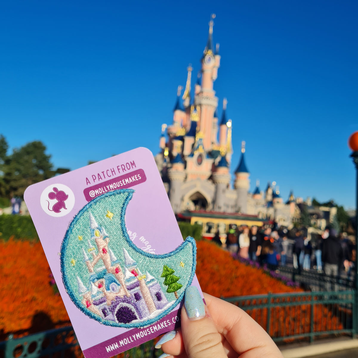 Christmas Castle iron-on embroidered patch