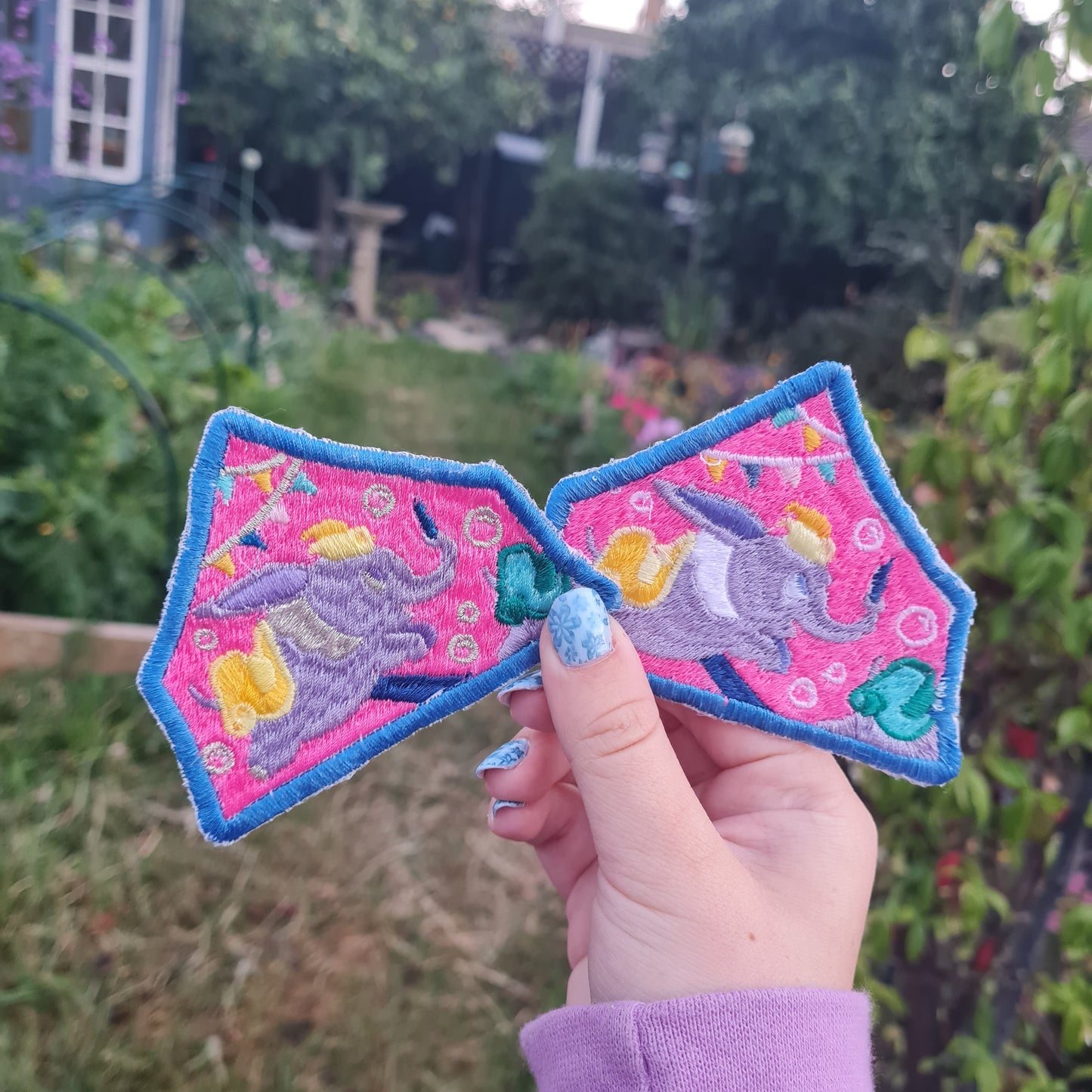 Flying Elephant iron-on embroidered patch