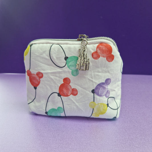 Mouse Lights mini triangle shaped pouch cosmetic bag with castle zipper pull
