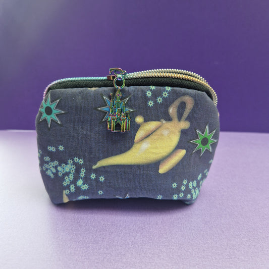 Lamp mini triangle shaped pouch cosmetic bag with castle zipper pull