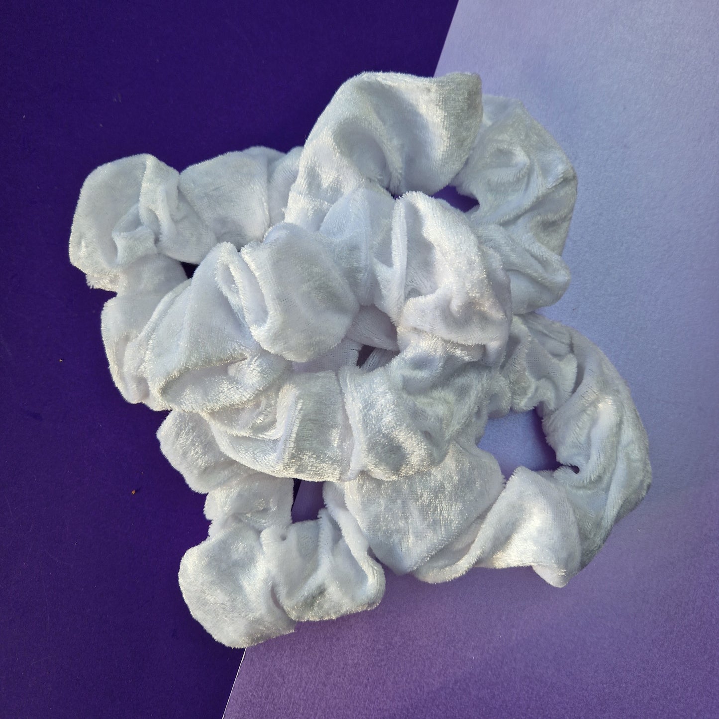 White velvet hair scrunchie