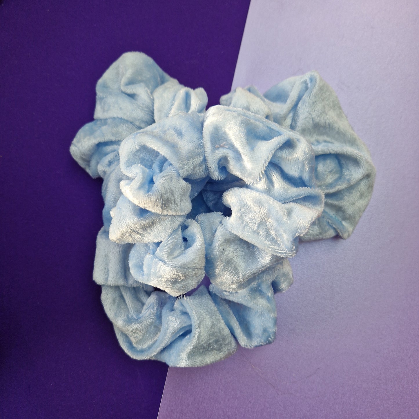 Light blue velvet hair scrunchie
