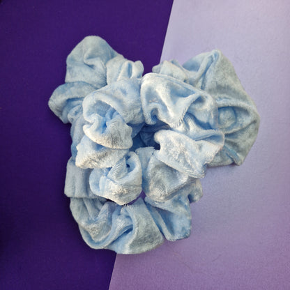 Light blue velvet hair scrunchie