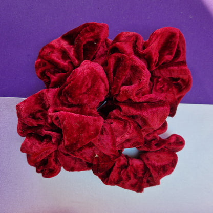 Pink burgundy velvet hair scrunchie
