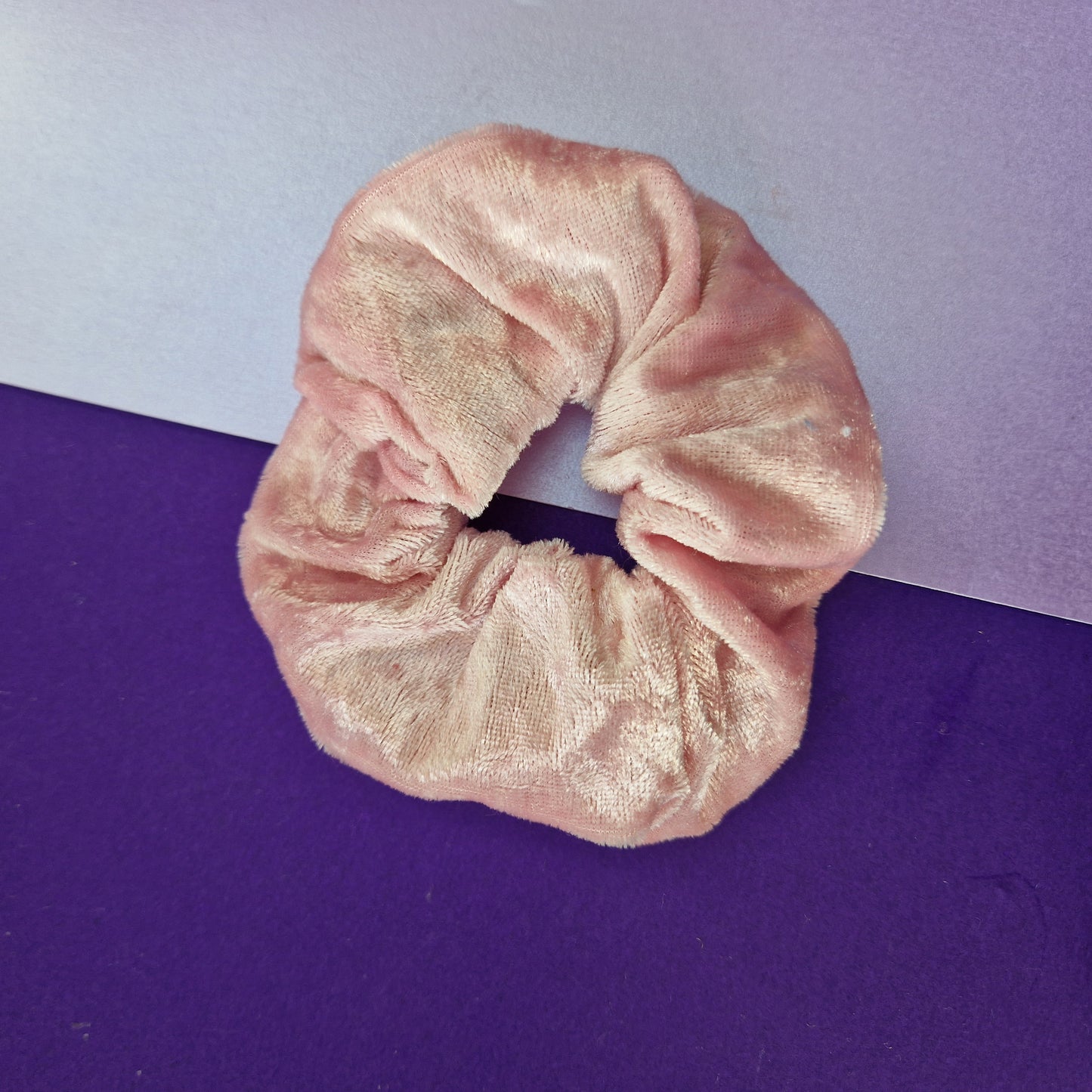 Pink velvet hair scrunchie