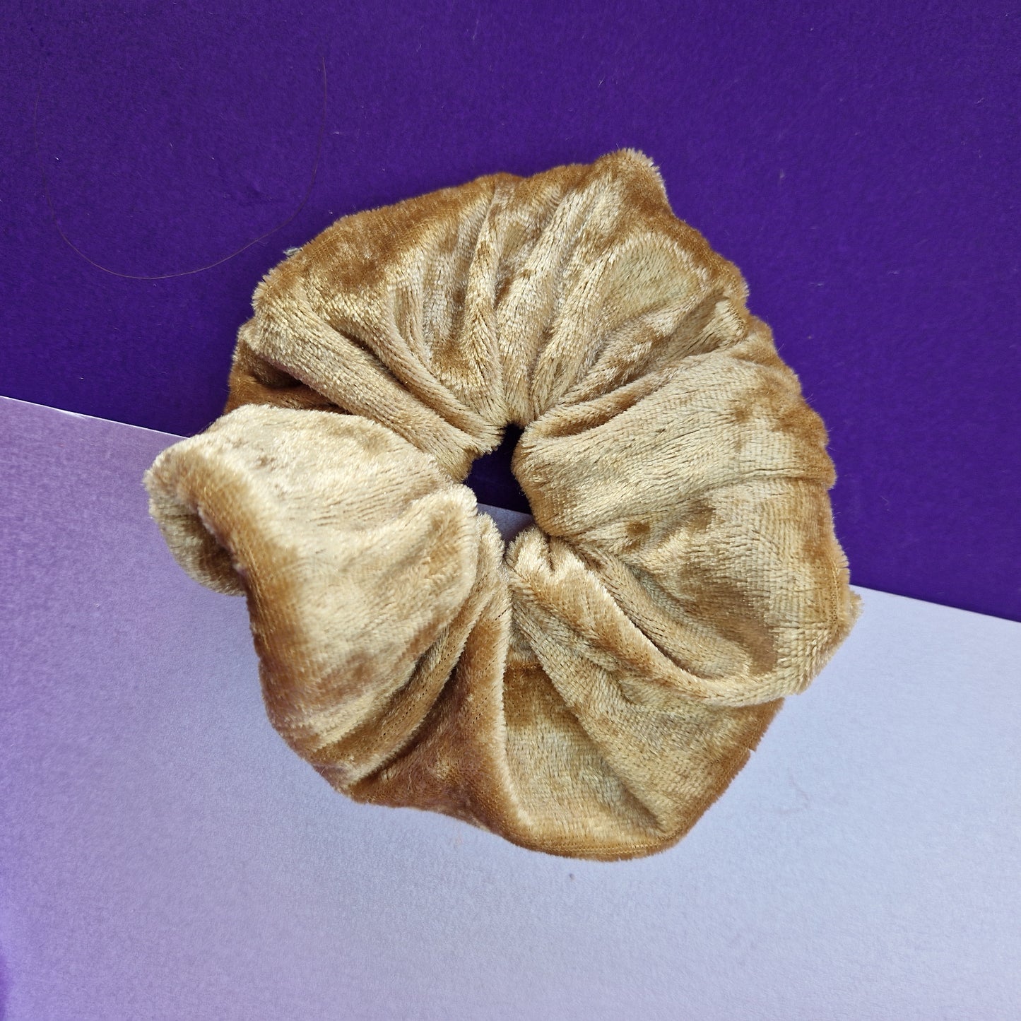 Toffee Yellow velvet hair scrunchie