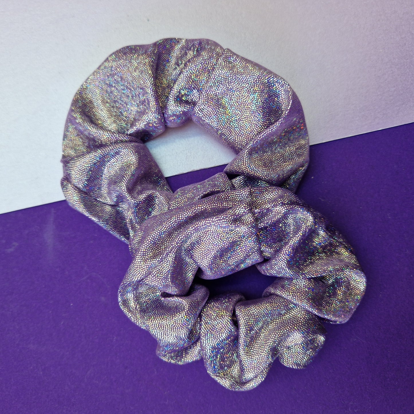Purple smooth glitter hair scrunchie