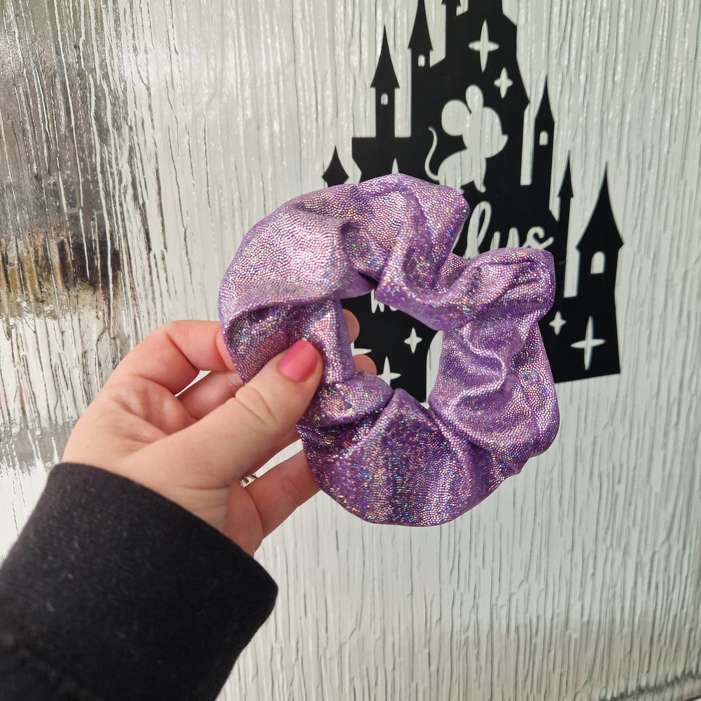 Purple smooth glitter hair scrunchie