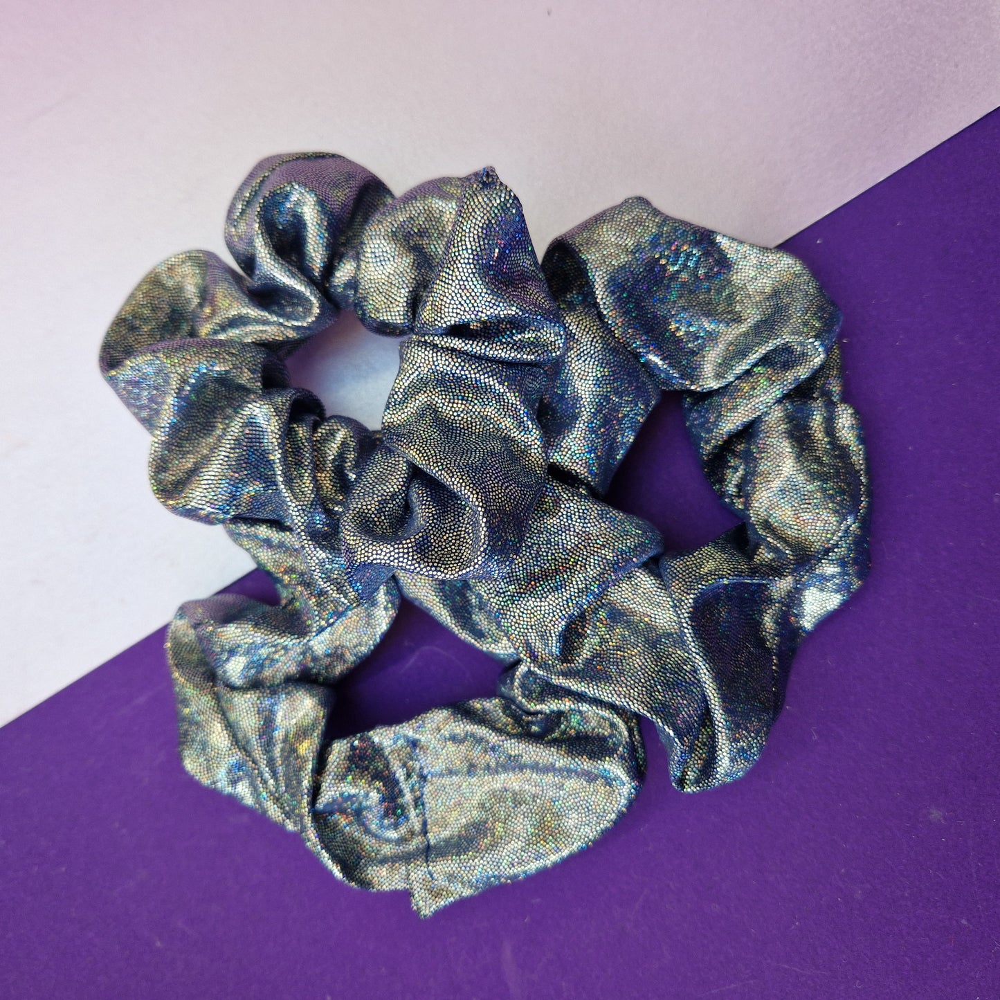 Navy blue smooth glitter hair scrunchie