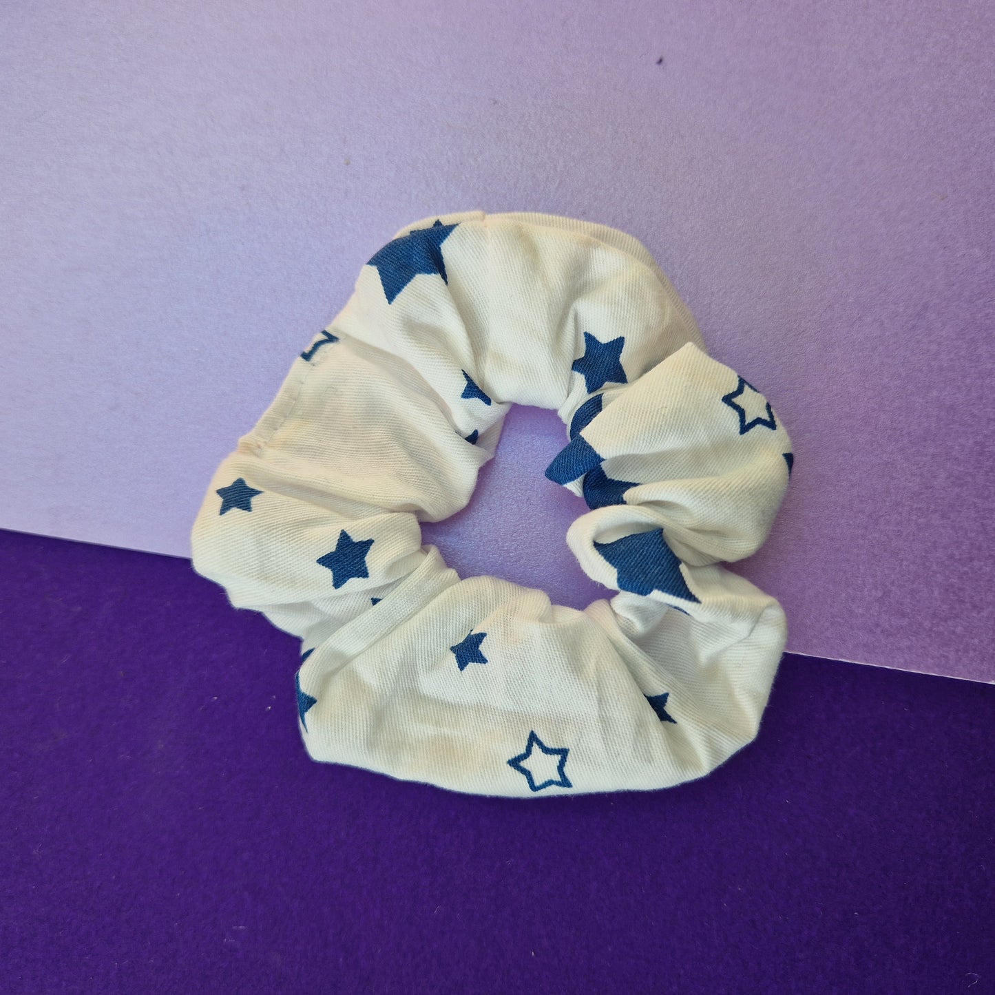 Blue star cotton hair scrunchie