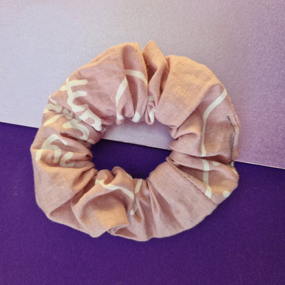 Pink "my cute elephant" wording cotton hair scrunchie