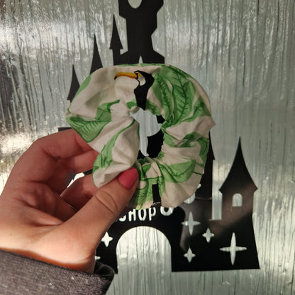 Green leaf cotton hair scrunchie