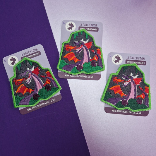 Practically perfect dragon iron-on embroidered patch