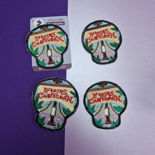 Practically perfect pirates iron-on embroidered patch