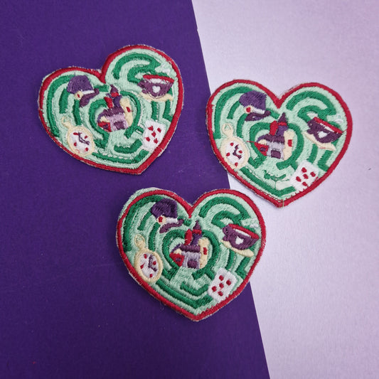 Practically perfect maze iron-on embroidered patch