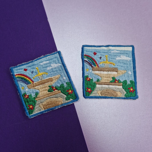 Practically perfect sword iron-on embroidered patch