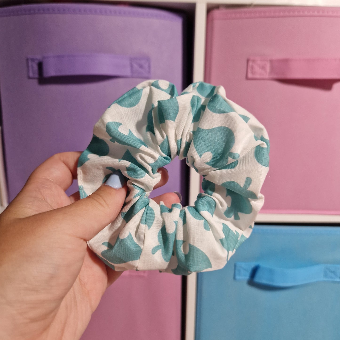 Animal island leaf themed cotton hair scrunchie