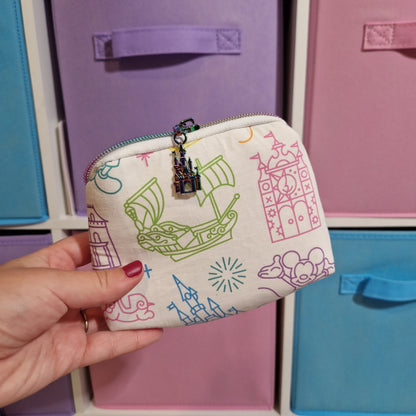 Magic park mini triangle shaped pouch cosmetic bag zipper pull