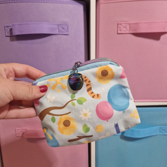100 Acre Wood mini triangle shaped pouch cosmetic bag with honey pot zipper pull