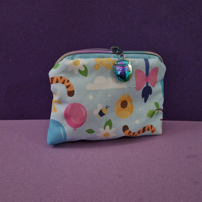 100 Acre Wood mini triangle shaped pouch cosmetic bag with honey pot zipper pull