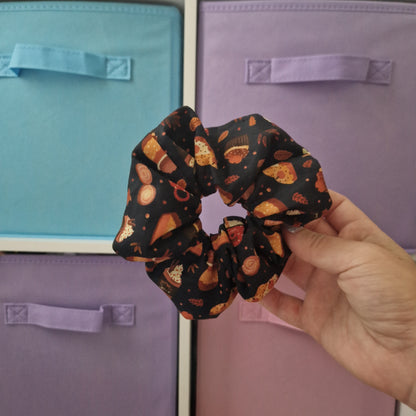 Spooky Halloween snack themed cotton hair scrunchie