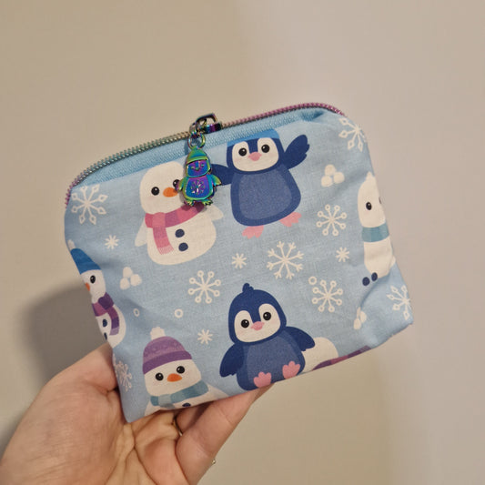 Cosy Penguin mini triangle shaped pouch cosmetic bag with zipper pull
