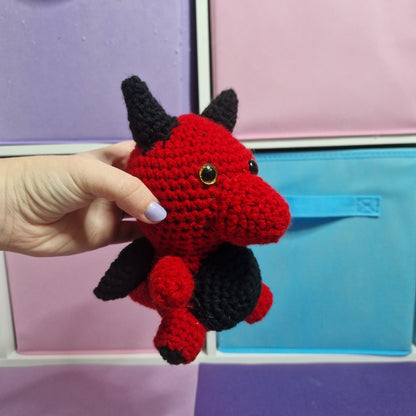Red crochet dragon