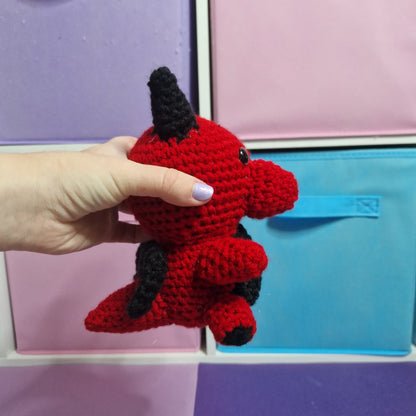 Red crochet dragon