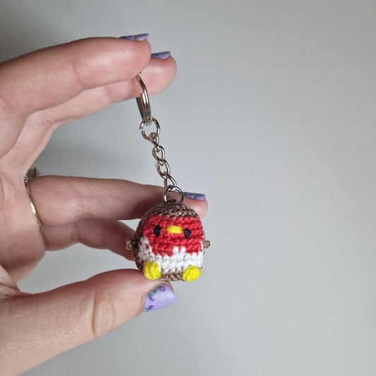 European Red Robin micro crochet keyring