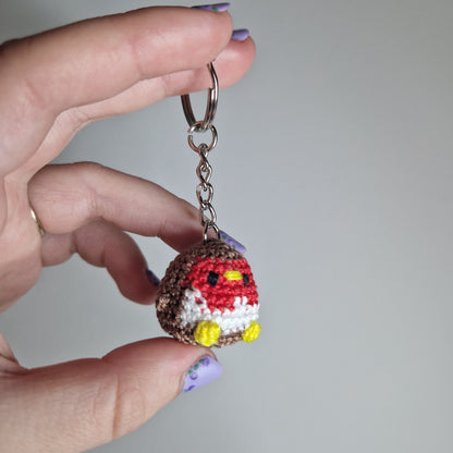 European Red Robin micro crochet keyring
