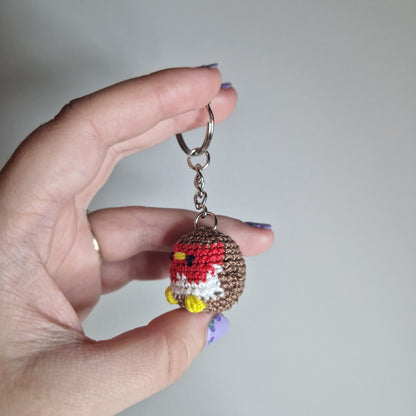 European Red Robin micro crochet keyring