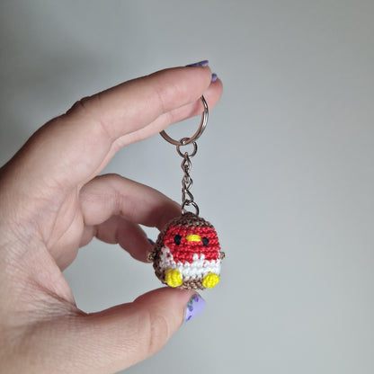 European Red Robin micro crochet keyring