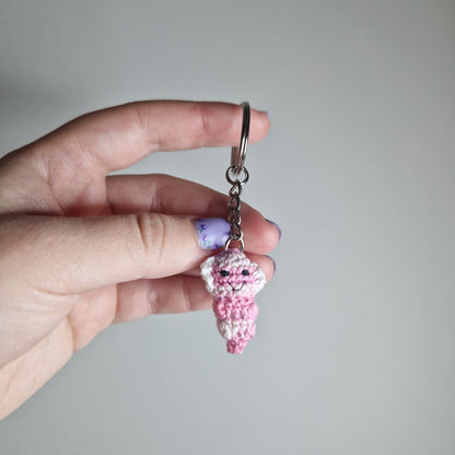 Pink Axolotl micro crochet keyring