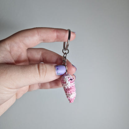 Pink Axolotl micro crochet keyring