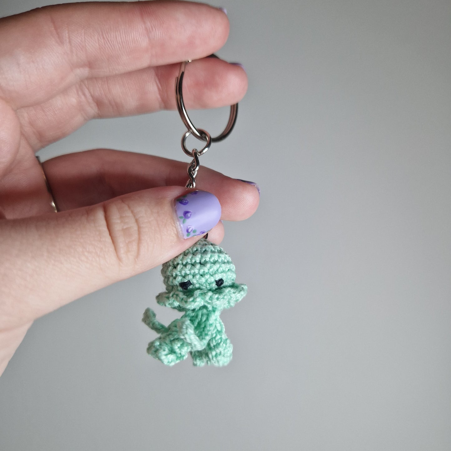 Jellyfish micro crochet keyring