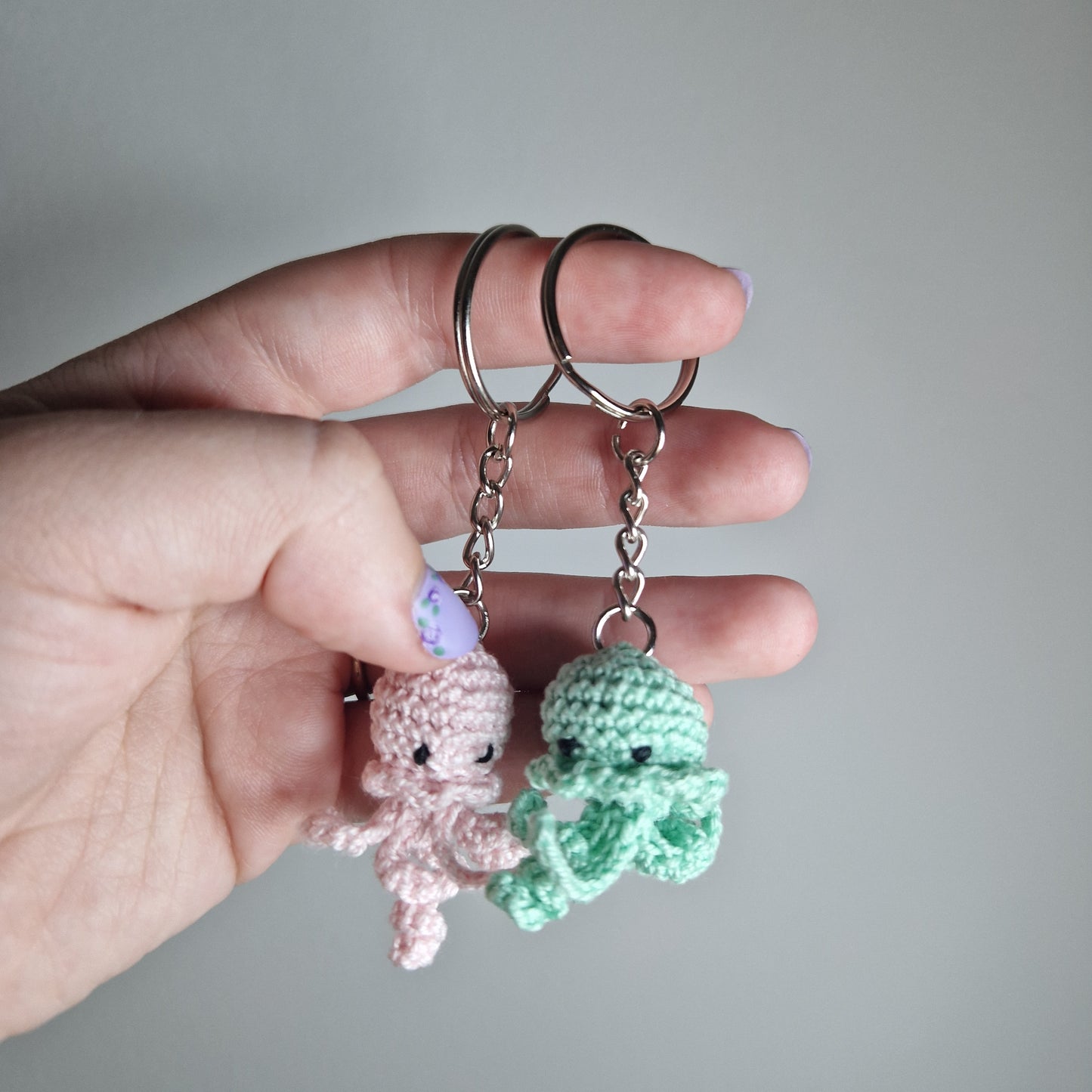 Jellyfish micro crochet keyring
