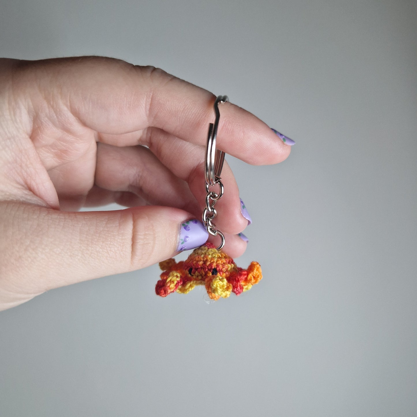 Octopus micro crochet keyring