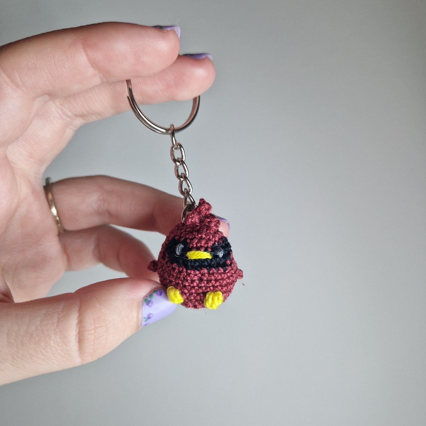 Red Cardinal micro crochet keyring