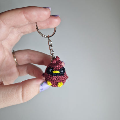 Red Cardinal micro crochet keyring