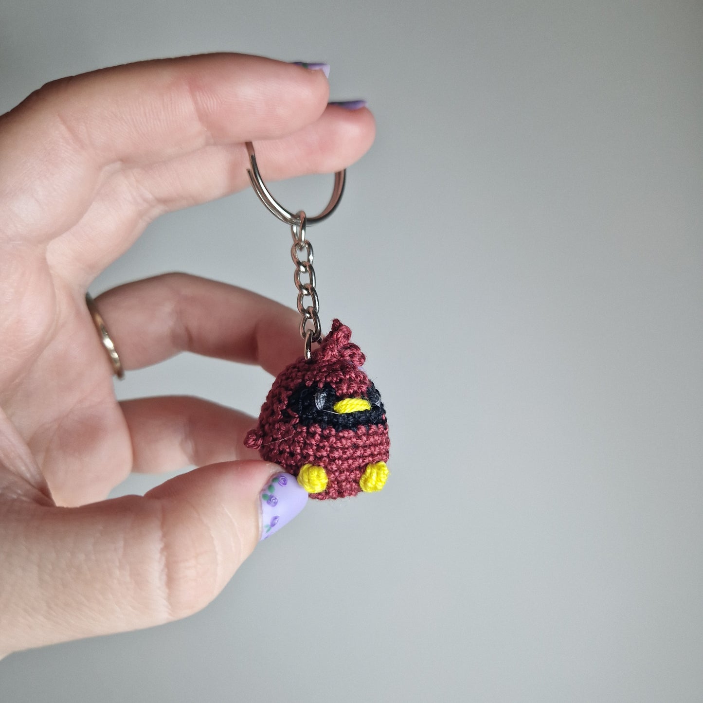 Red Cardinal micro crochet keyring
