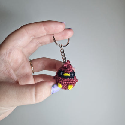 Red Cardinal micro crochet keyring